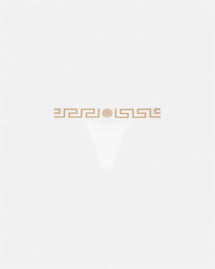 Bras and Briefs Women Versace Greca Border Thong White