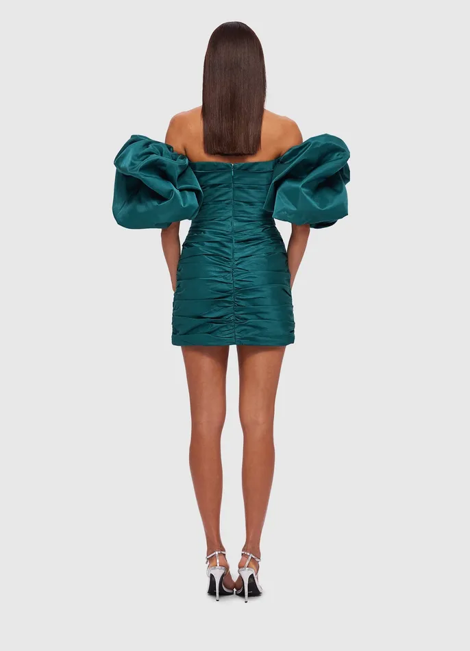 Brenda Puffy Sleeve Mini Dress 8211 Teal Women Dresses and Jumpsuits LEO LIN