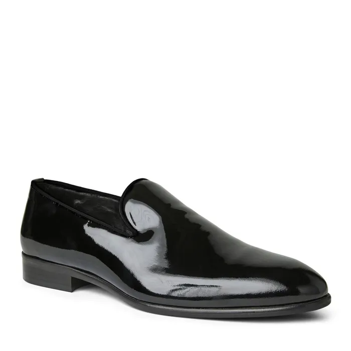 Bruno Magli Danilo ALine Patent Leather Smoking SlipperBlack Men Loafers and Slipons