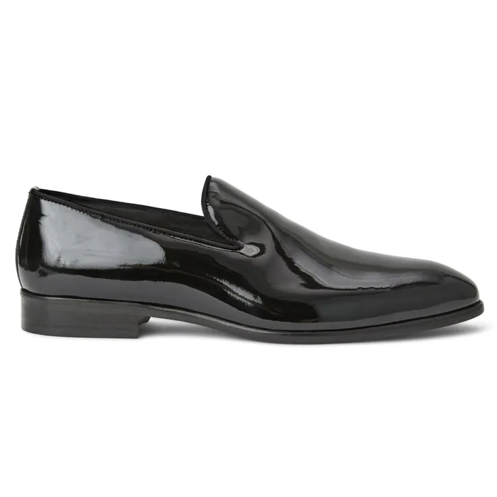 Bruno Magli Danilo ALine Patent Leather Smoking SlipperBlack Men Loafers and Slipons