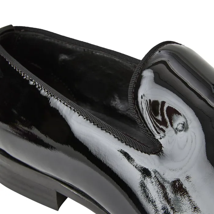 Bruno Magli Danilo ALine Patent Leather Smoking SlipperBlack Men Loafers and Slipons