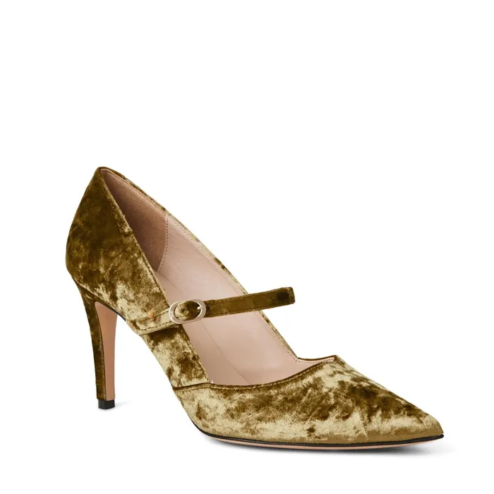 Bruno Magli Gemma Mary Jane Pump 8211 Olive Velvet Women Pumps
