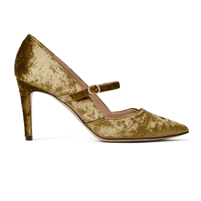 Bruno Magli Gemma Mary Jane Pump 8211 Olive Velvet Women Pumps