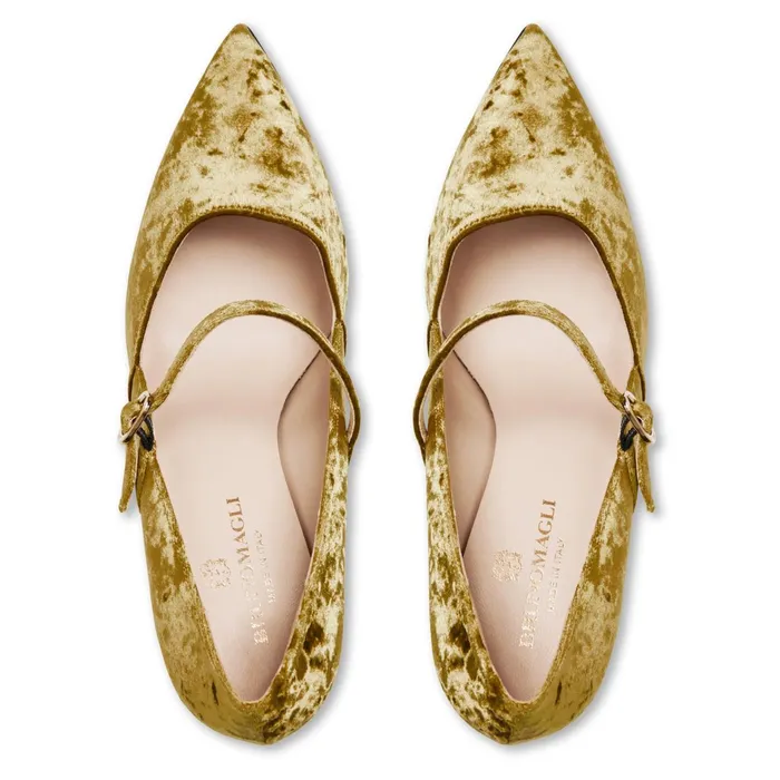 Bruno Magli Gemma Mary Jane Pump 8211 Olive Velvet Women Pumps