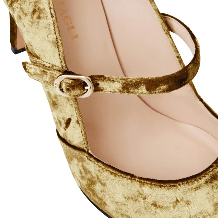 Bruno Magli Gemma Mary Jane Pump 8211 Olive Velvet Women Pumps