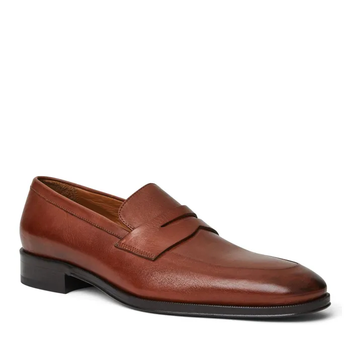 Bruno Magli Maioco Slip On Loafer Cognac Leather Men Loafers and Slipons