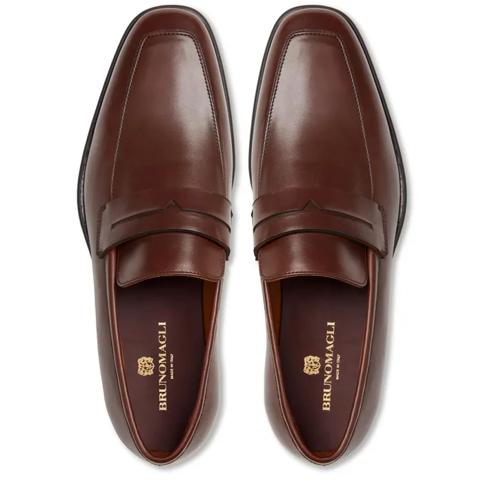 Bruno Magli Raging Leather Penny Loafer Cognac Men Loafers and Slipons