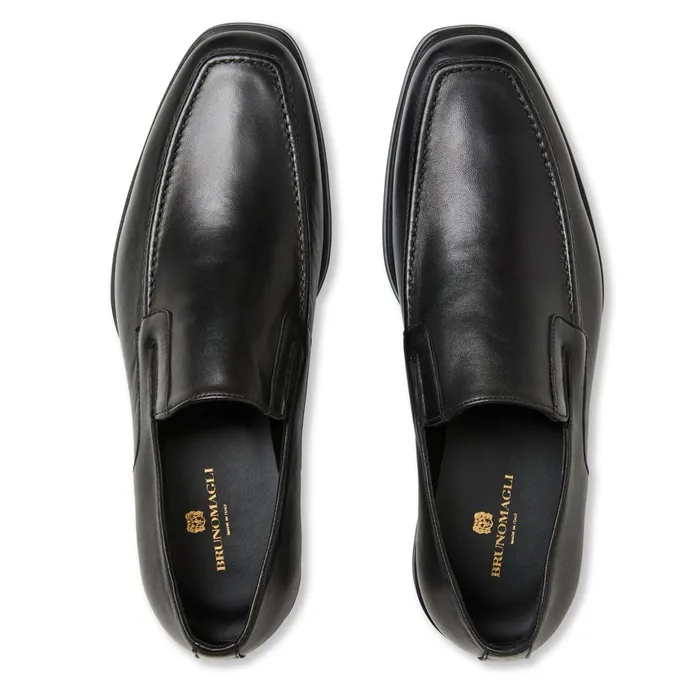 Bruno Magli Raging Leather Slipon 8211 Black Leather Men Dress Shoes