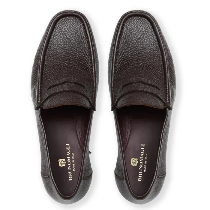 Bruno Magli Tonio Slip On Loafer Brown Cervo Leather Men Casual Shoes