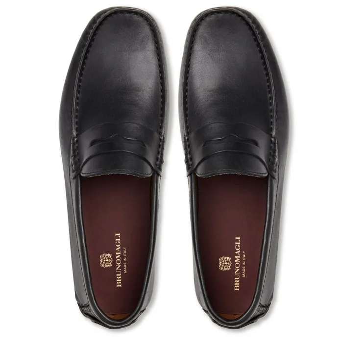 Bruno Magli Xane Casual Leather Driving MoccassinBlack Men Loafers and Slipons