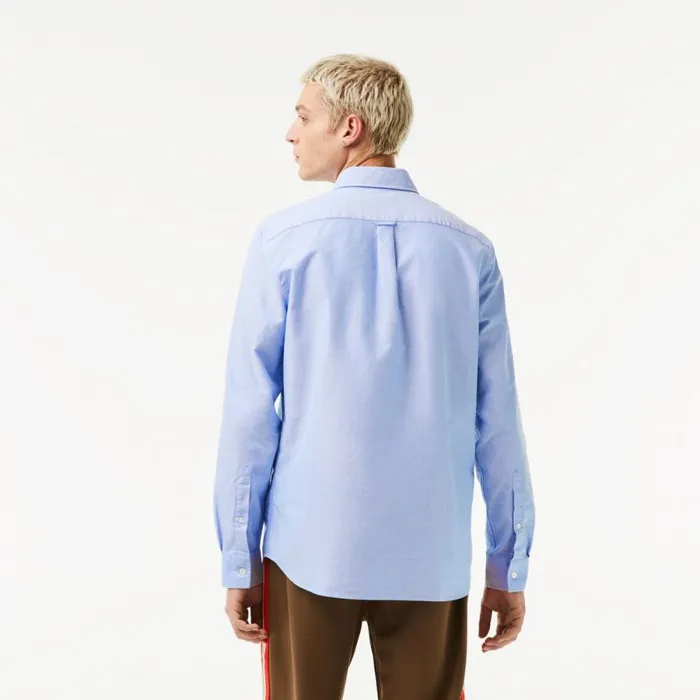 Button Down Shirts Men Lacoste Men039s Regular Fit Oxford Cotton Shirt Pastel Blue Hbp
