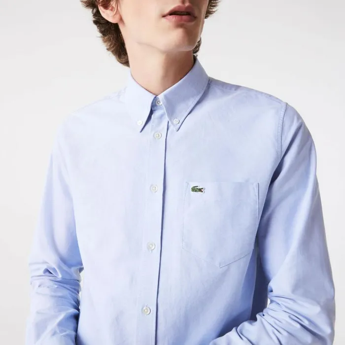 Button Down Shirts Men Lacoste Men039s Regular Fit Oxford Cotton Shirt Pastel Blue Hbp
