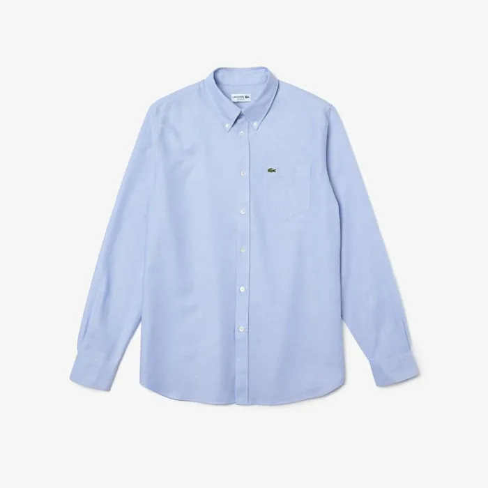 Button Down Shirts Men Lacoste Men039s Regular Fit Oxford Cotton Shirt Pastel Blue Hbp
