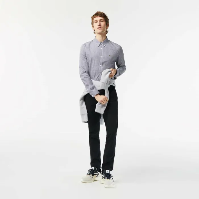 Button Down Shirts Men Lacoste Men039s Regular Fit Premium Cotton Shirt White Navy Blue 522