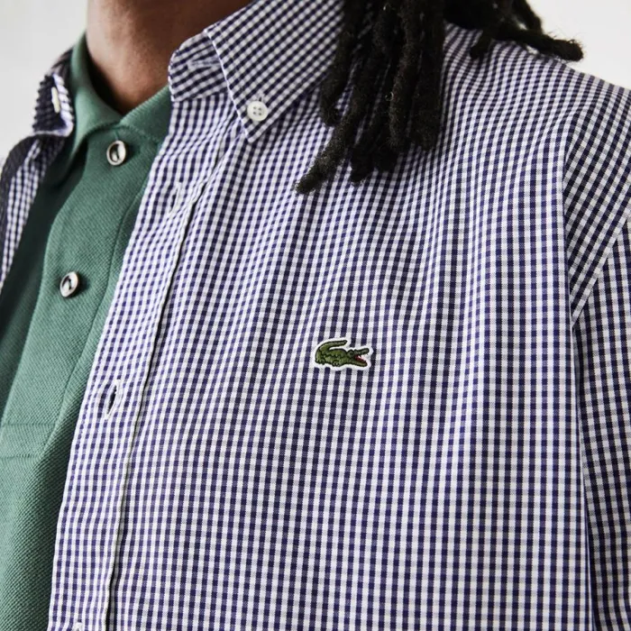 Button Down Shirts Men Lacoste Men039s Regular Fit Premium Cotton Shirt White Navy Blue 522
