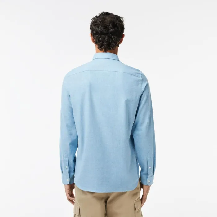 Button Down Shirts Men Lacoste Men039s Slim Fit Cotton Chambray Shirt Blue White Fv2