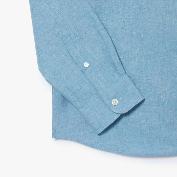 Button Down Shirts Men Lacoste Men039s Slim Fit Cotton Chambray Shirt Blue White Fv2