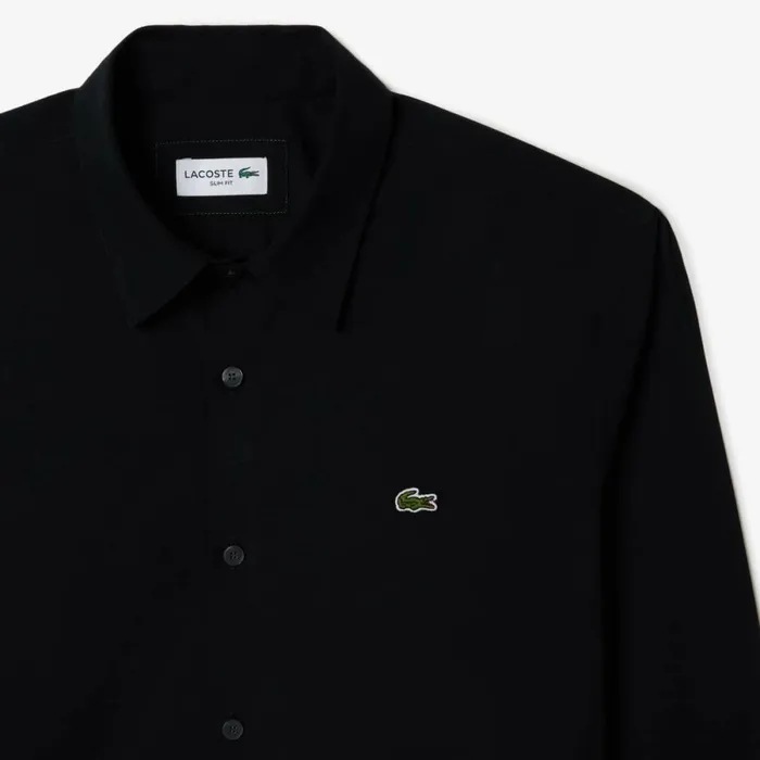 Button Down Shirts Men Lacoste Men039s Slim Fit Stretch Cotton Poplin Shirt Black 031