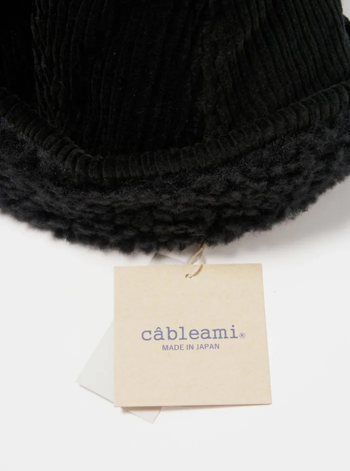 Cableami 5w Cap In Black Corduroy Men Universal Works Hats