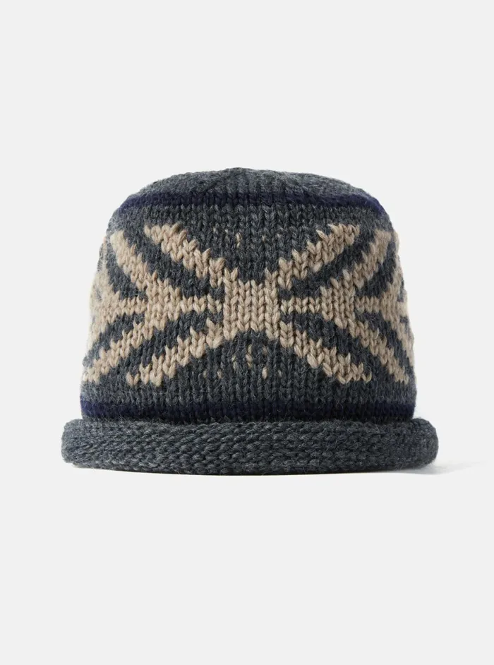 Cableami Watch Cap In Grey Wool Jacquard Men Universal Works Hats