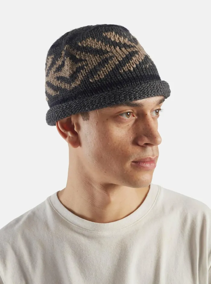 Cableami Watch Cap In Grey Wool Jacquard Men Universal Works Hats
