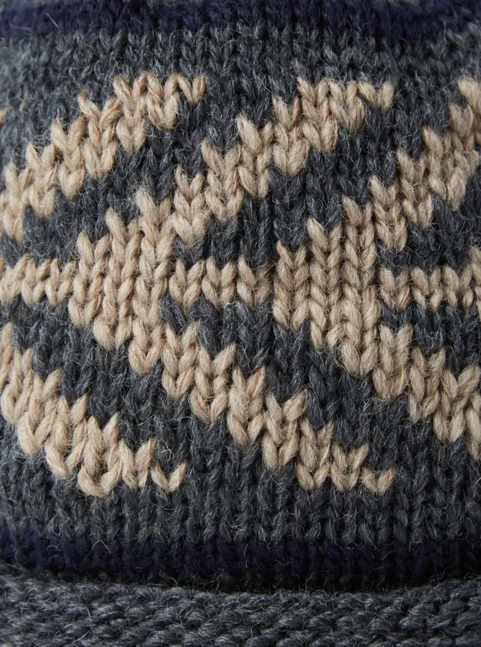 Cableami Watch Cap In Grey Wool Jacquard Men Universal Works Hats