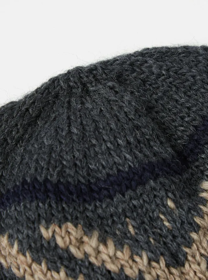 Cableami Watch Cap In Grey Wool Jacquard Men Universal Works Hats