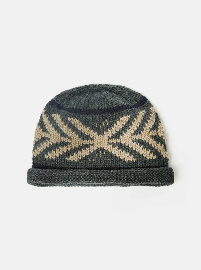 Cableami Watch Cap In Grey Wool Jacquard Men Universal Works Hats