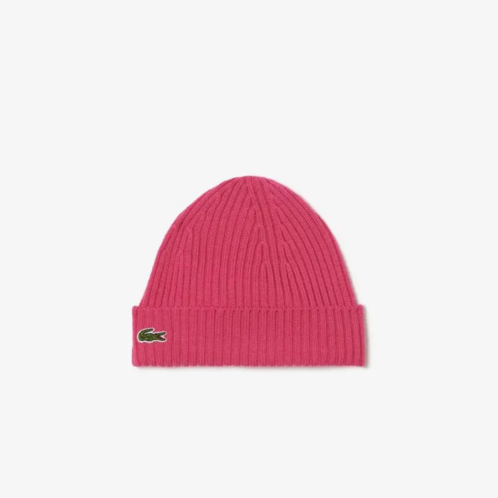 Caps and Hats MenWomen Lacoste Ribbed Wool Hat Fushia Pink Sqi