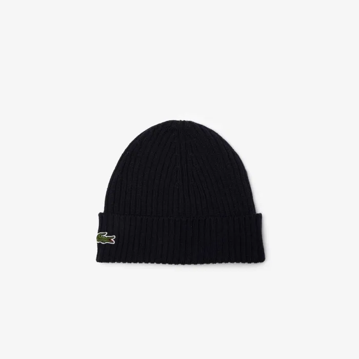 Caps and Hats MenWomen Lacoste Ribbed Wool Hat Navy Blue 166