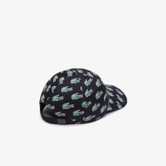 Caps and Hats MenWomen Lacoste Unisex Croc Print Cotton Cap Abysm Blue Hde