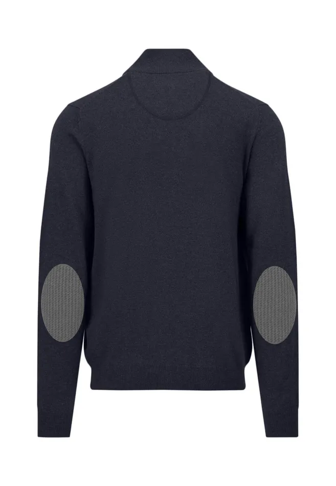 Cardigan Men FYNCHHATTON Parting Jacket Made Of Wool With Knitting Patches Navyhazel