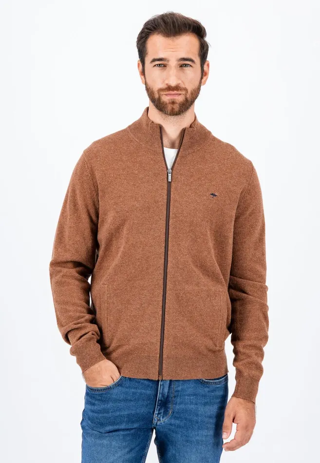Cardigan Men FYNCHHATTON Parting Jacket Made Of Wool With Knitting Patches Navyhazel