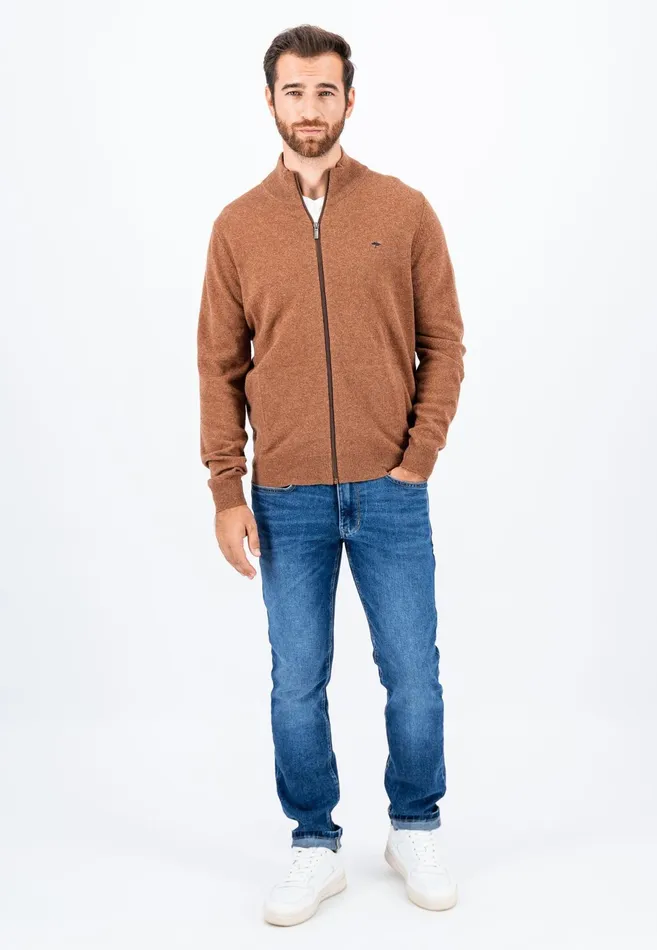 Cardigan Men FYNCHHATTON Parting Jacket Made Of Wool With Knitting Patches Navyhazel