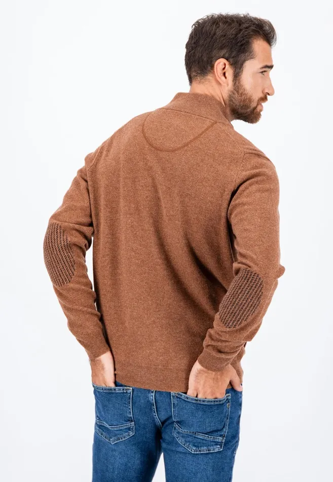 Cardigan Men FYNCHHATTON Parting Jacket Made Of Wool With Knitting Patches Navyhazel