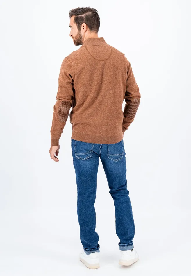 Cardigan Men FYNCHHATTON Parting Jacket Made Of Wool With Knitting Patches Navyhazel