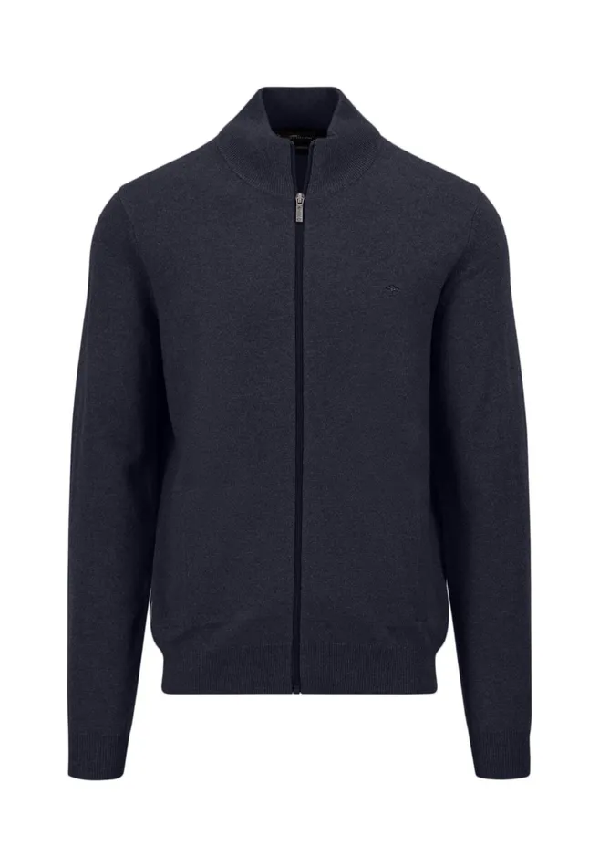 Cardigan Men FYNCHHATTON Parting Jacket Made Of Wool With Knitting Patches Navyhazel