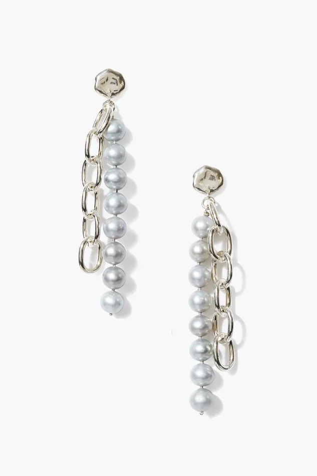 Chan Luu Earrings Esme Chain Earrings Grey Pearl 8211 Women