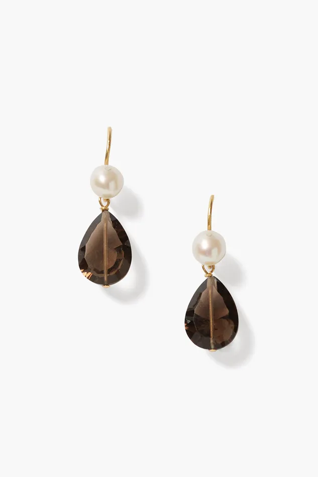 Chan Luu Earrings Yasmine Pearl Earrings Smoky Quartz 8211 Women