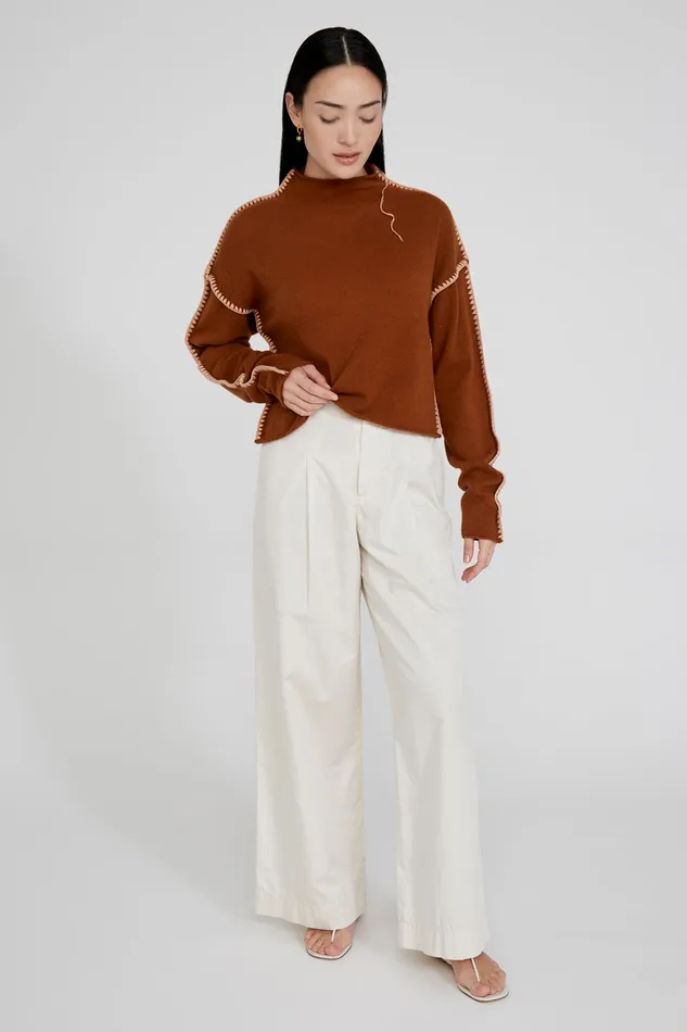 Chan Luu Knitwear Annie Cashmere Cropped Sweater Saddlebrown 8211 Women