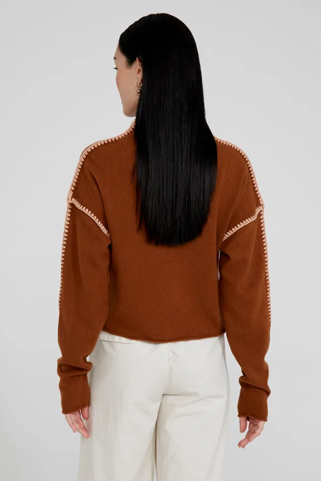 Chan Luu Knitwear Annie Cashmere Cropped Sweater Saddlebrown 8211 Women