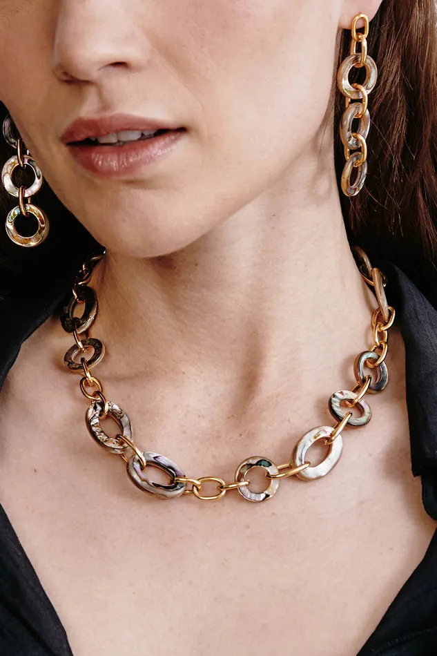 Chan Luu Necklaces Mariner Chain Link Necklace Abalone Gold 8211 Women