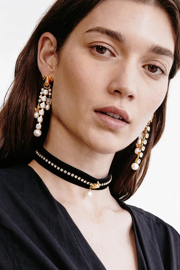 Chan Luu Necklaces Pippa Velvet Choker Necklace Black 8211 Women