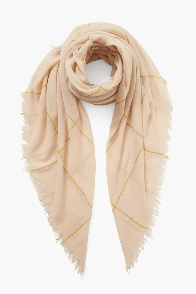 Chan Luu Scarves 100 Cashmere Scarf Golden Olive Windowpane 8211 Women