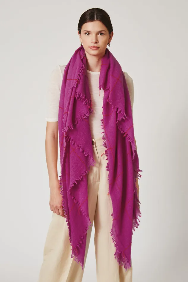 Chan Luu Scarves 100 Cashmere Scarf Hyacinth Windowpane 8211 Women