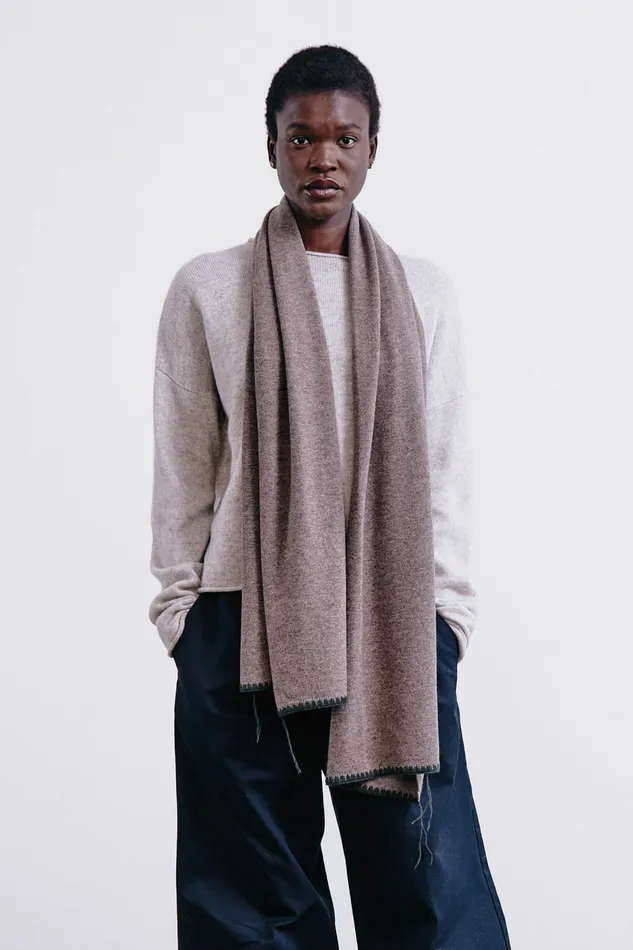 Chan Luu Scarves Blanket Stitch Scarf Taupe 8211 Women