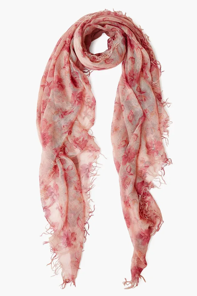 Chan Luu Scarves Cashmere And Silk Scarf Mauve French Floral 8211 Women