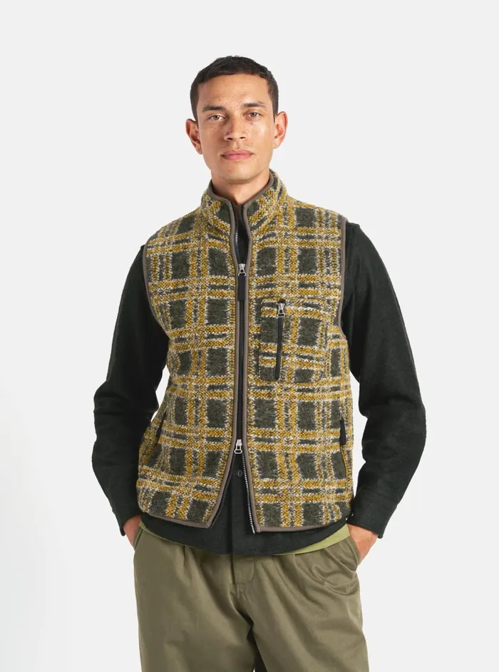 Climbing Gilet In Grey Jacquard Fleece Men Universal Works Fleece