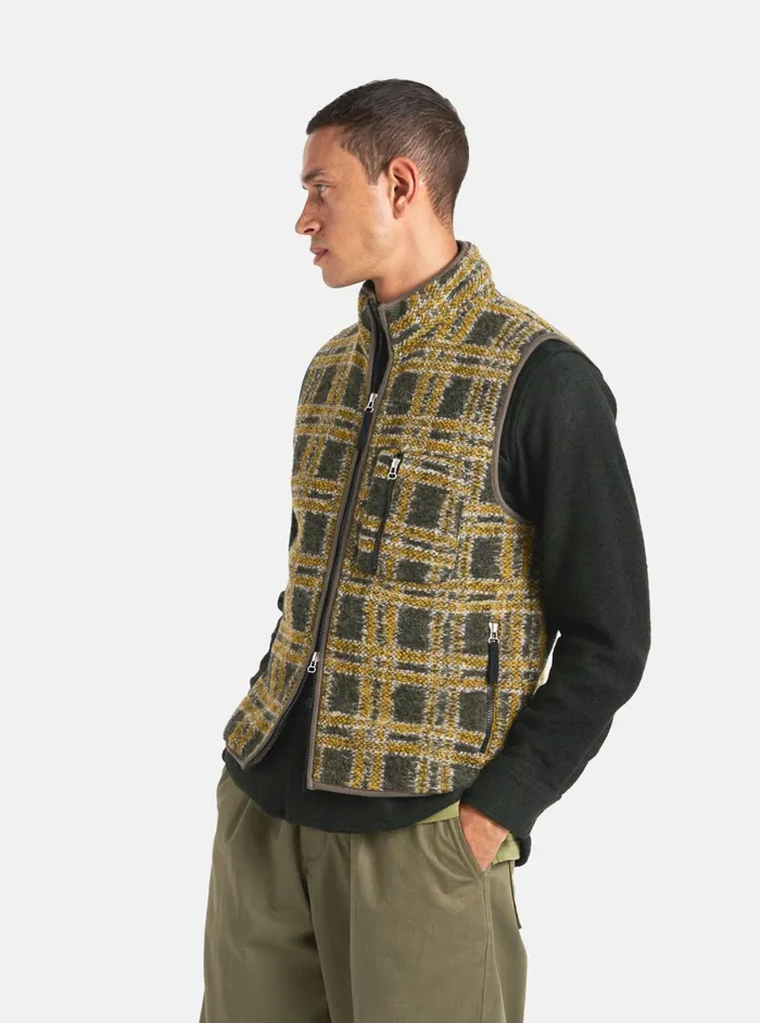 Climbing Gilet In Grey Jacquard Fleece Men Universal Works Fleece