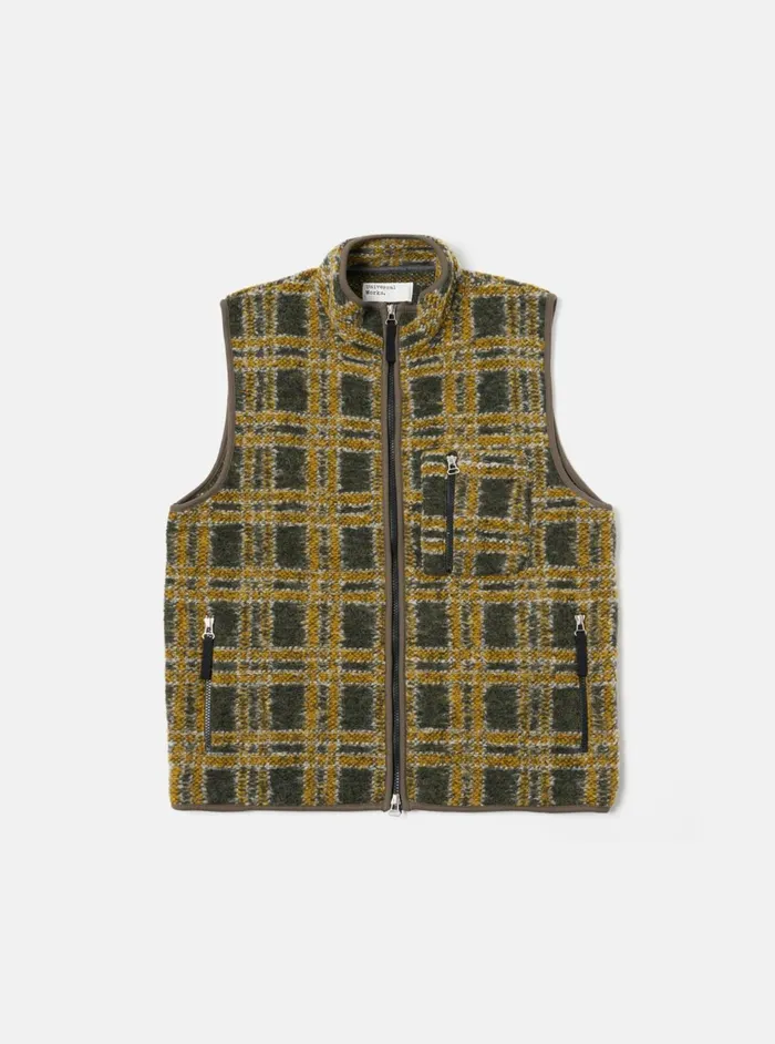 Climbing Gilet In Grey Jacquard Fleece Men Universal Works Fleece
